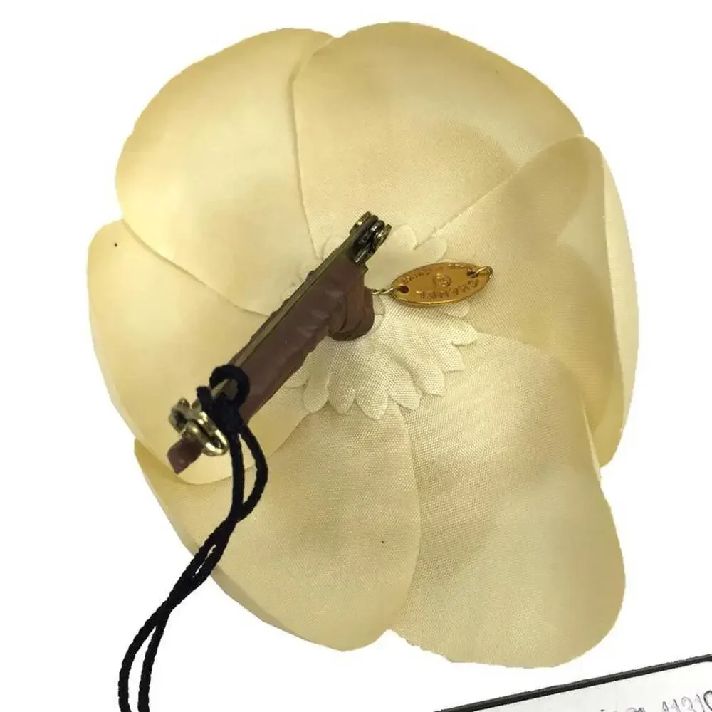 Chanel Camellia Brooch Beige Ivory #266325C50B